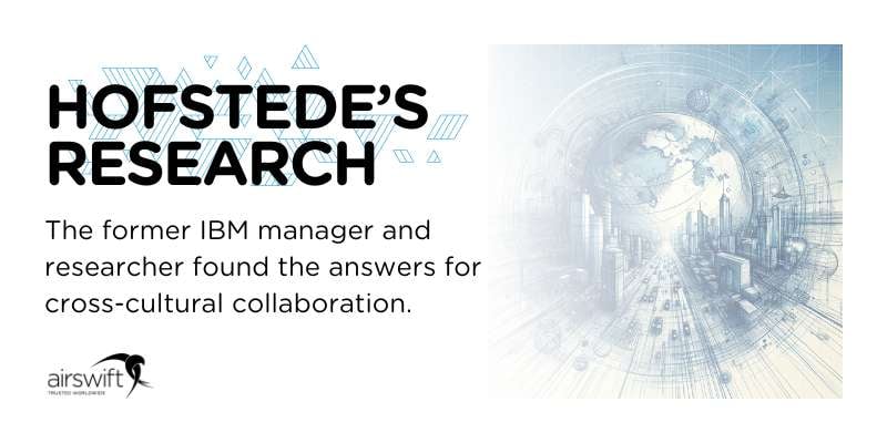 Futuristic cityscape with text Hofstedes Research